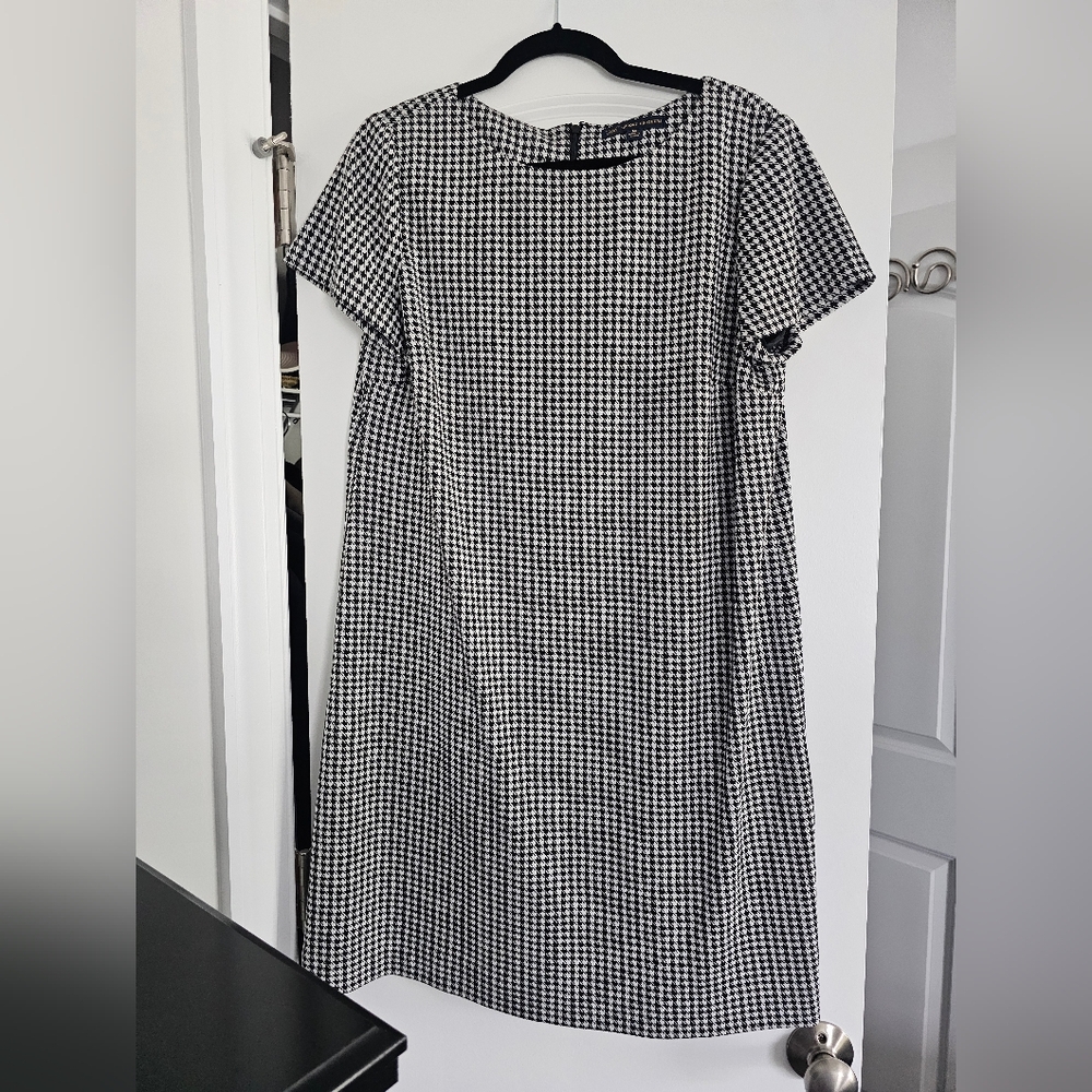 Brooks Brothers Black and White Checkered Midi Dress